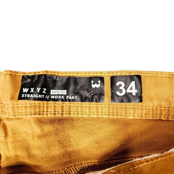 WXYZ Carpenter Short sz 34 Caramel Cognac Brown Stretch Cargo Pocket Workwear 8" - Picture 3 of 11